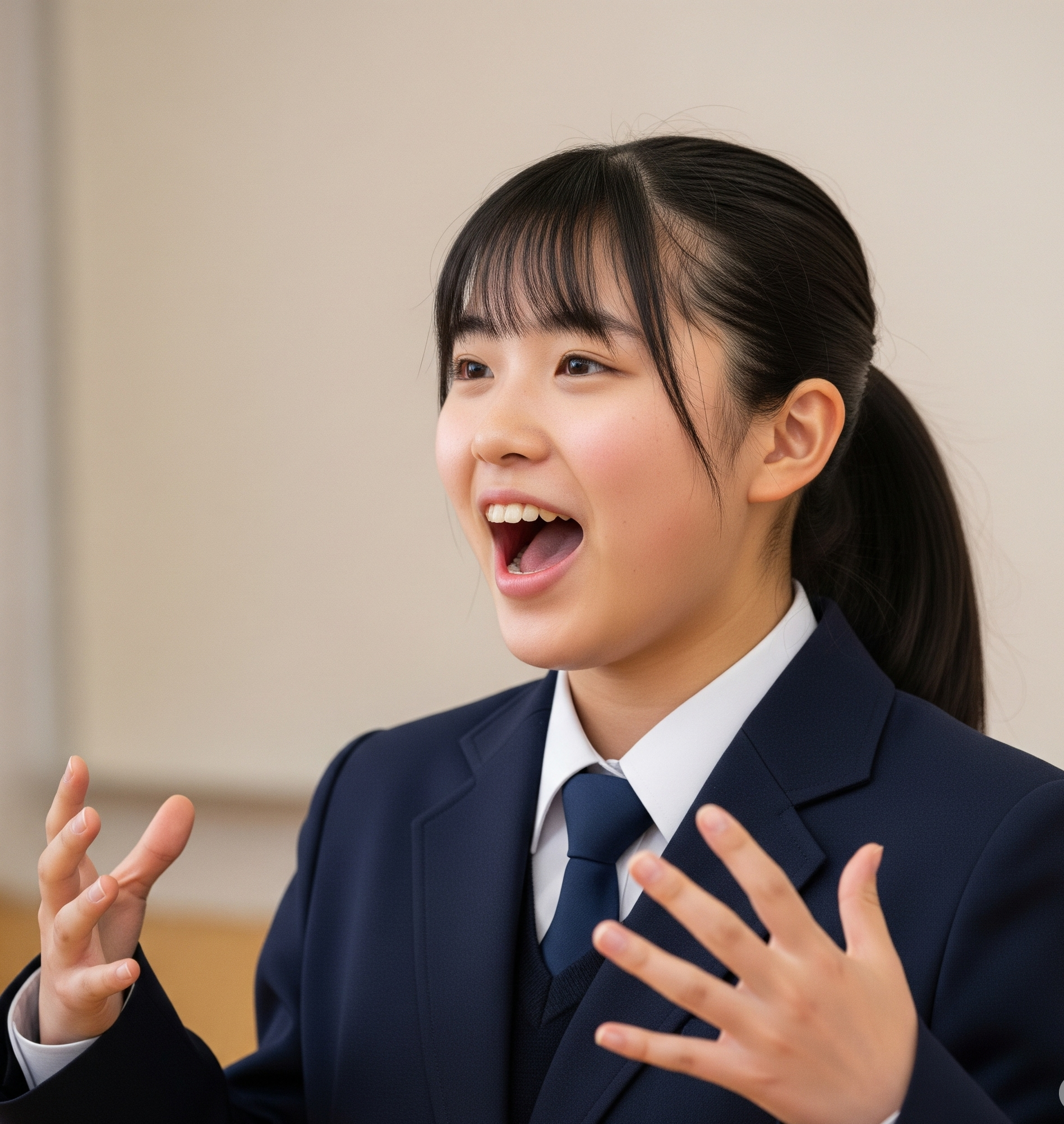 歌を歌う女子生徒