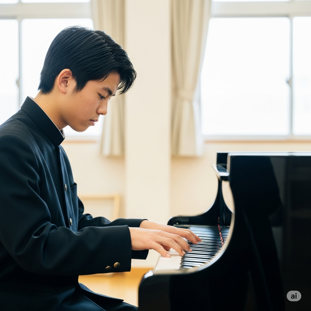 ピアノを演奏する女子生徒