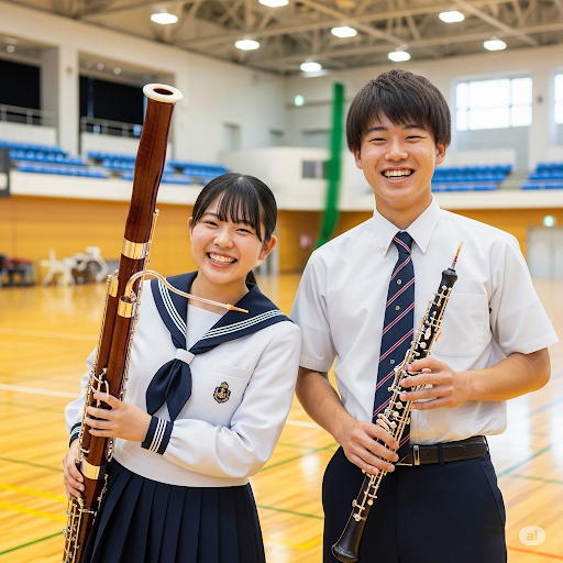 木管楽器を演奏する生徒